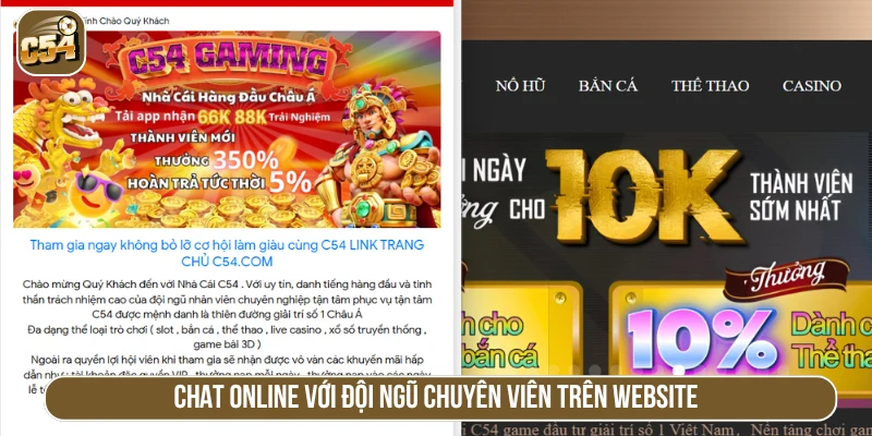Chat online trên trang chủ C54
