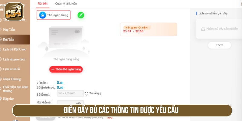 Nhập các thông tin được yêu cầu 